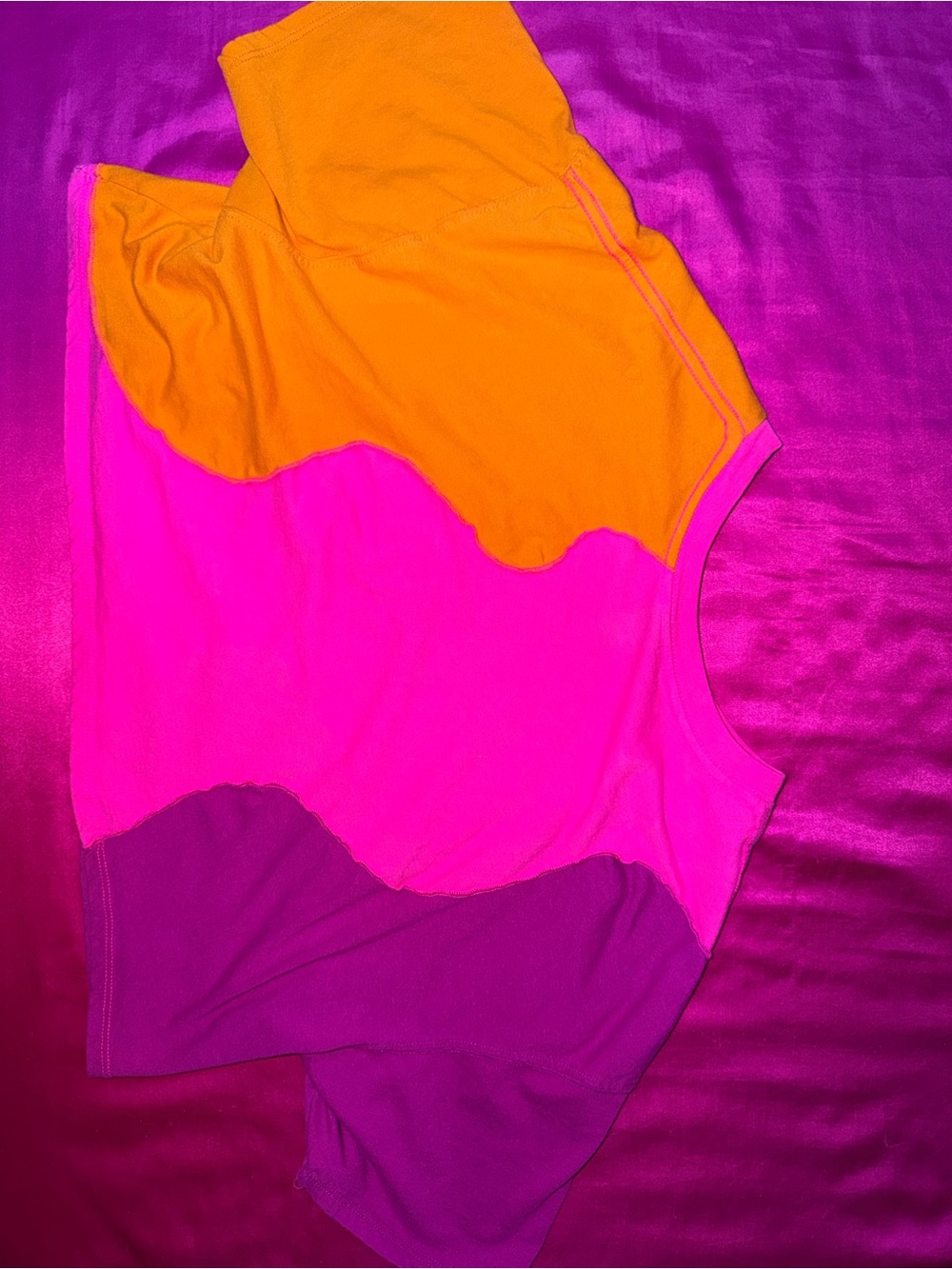 Vibrant Color-Block Tank Top in Neon Orange, Hot Pink & Magenta